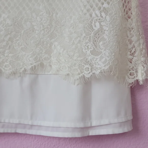 White House Black Market White Layered Lace Top/XS. - Picture 5 of 14